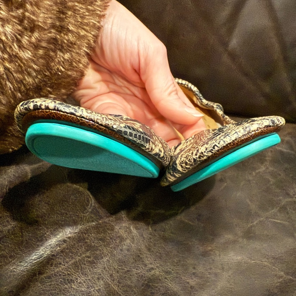 Tieks Snakeskin Flats with Teal Detail - Picture 6 of 7